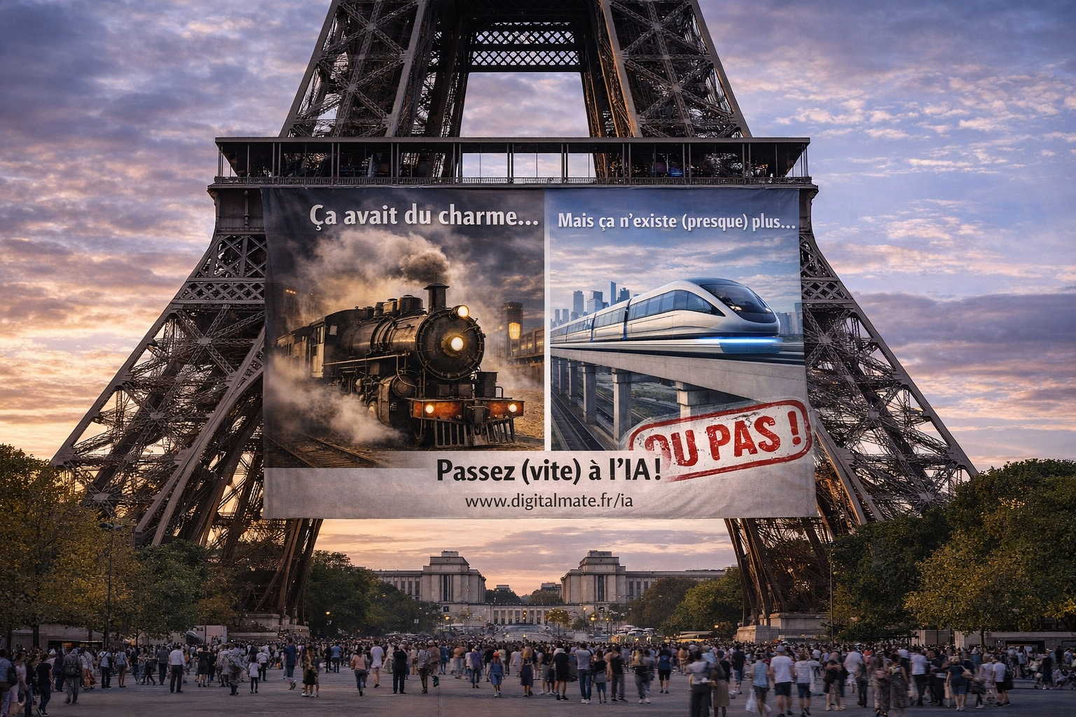 Publicité IA — Version B : Passez vite à l'IA… ou pas !